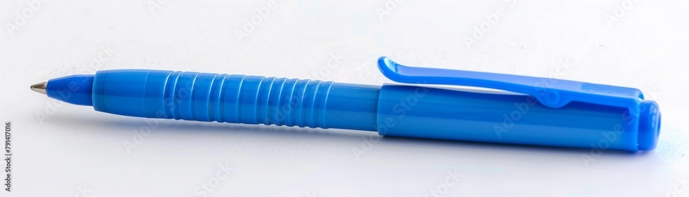 A blue pen, isolated on white background A blue pen, isolated on white background