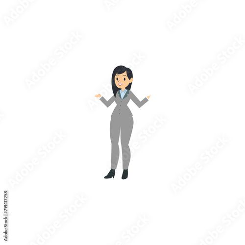 teacher pose in gray coat teacher