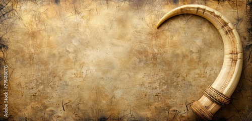 Single ivory tusk against a textured vintage paper backdrop. photo