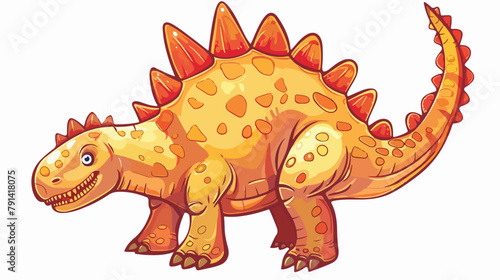 funny cartoon dino stegosaurus animal style white background