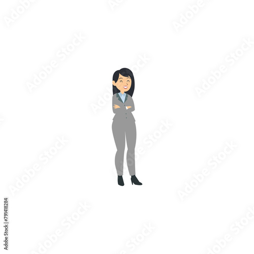 teacher pose in gray coat teacher