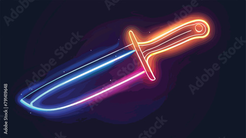 Glowing neon line Vegetable peeler icon isolated on background  photo