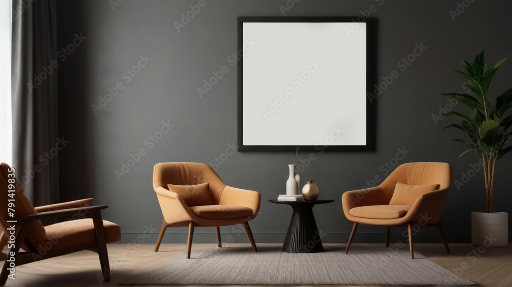 Frame mockup, ISO A paper size. Living room wall poster mockup. Interior mockup with house background. Modern interior design. 3D render Frame mockup, ISO A paper size. Living room wall poster mockup. Interior mockup with house background. Modern interior design. 3D render