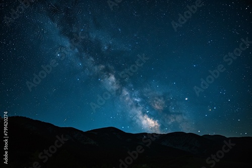 Starry night sky. Night sky over mountains, dramatic, heavenly, peaceful, alpine, stargazing.