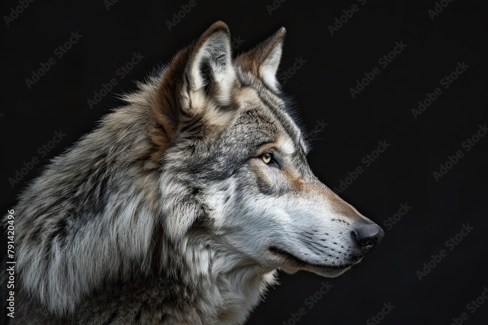 heulender Wolf on black background heulender Wolf on black background