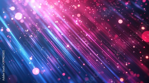Abstract background with pink blue glowing neon lines and bokeh lights