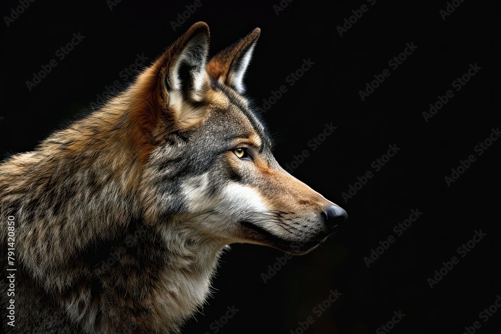 Fototapeta premium heulender Wolf on black background
