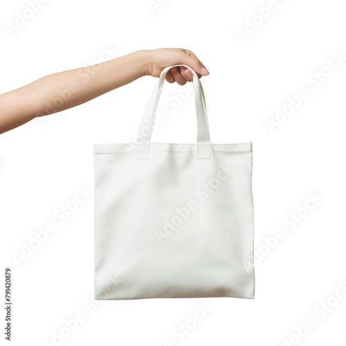 hand holding a paper bag isolated