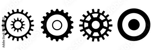 set of black and white gear icons