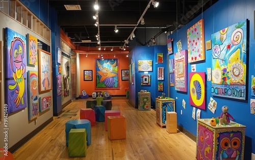 Journeying Through a Children's Art Gallery's Whimsical Realm, Colorful Wonders