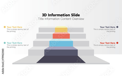 Vector graphic infographic color chart information visualization column chart staircase pointing arrow pyramid