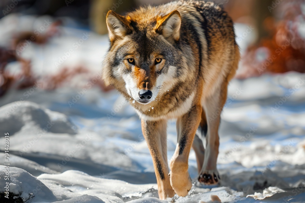 Grey Wolf (Canis lupus) in the winter forest
