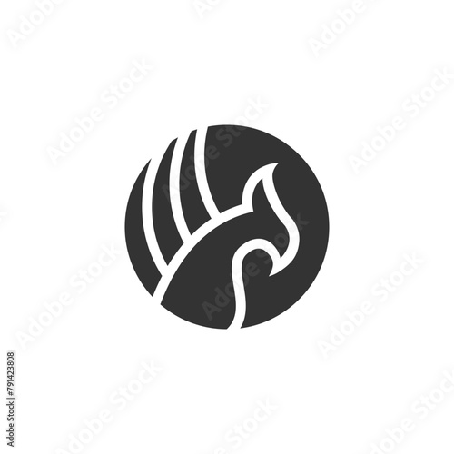 Logo with a bird in the shape of a circle. Vector logo design