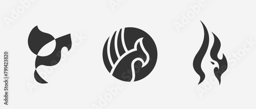 A set of aesthetic logos with birds. Logos for beauty sphere