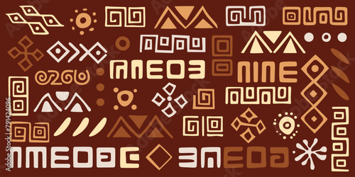 Set of primitive ethnic elements, hand drawn geometric ornament, vector design