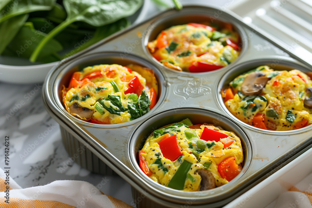 Vegetable omelette muffins. Healthy breakfast. Vegetable omelette muffins. Healthy breakfast.