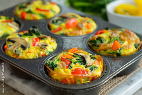 Vegetable omelette muffins. Healthy breakfast.