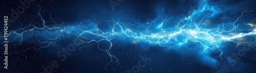 Abstract bolt of electricity blue background photo