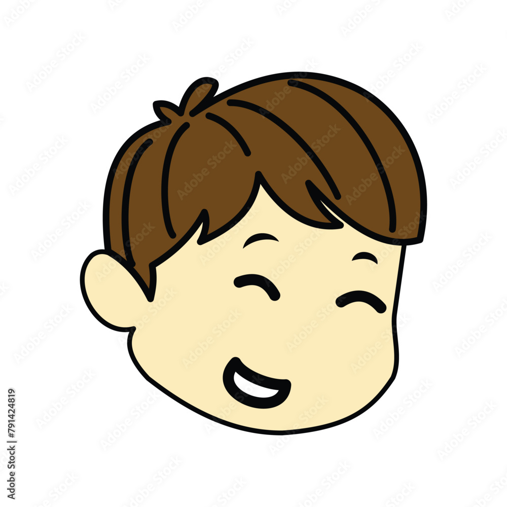 Boy face cartoon with happiness. illustration of happy family members in flat style. cartoon illustration Avatar. basic graphic design elements Boy face cartoon with happiness. illustration of happy family members in flat style. cartoon illustration Avatar. basic graphic design elements