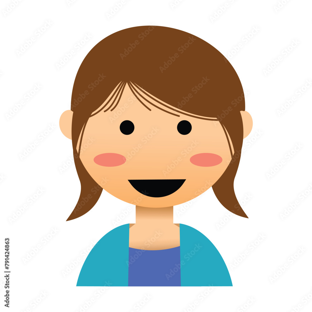 Girl face cartoon with happiness. illustration of happy family members in flat style. cartoon illustration Avatar. basic graphic design elements Girl face cartoon with happiness. illustration of happy family members in flat style. cartoon illustration Avatar. basic graphic design elements