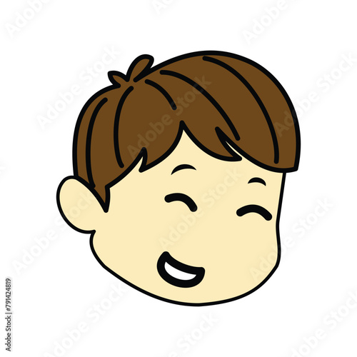 Boy face cartoon with happiness. illustration of happy family members in flat style.  cartoon illustration Avatar.  basic graphic design elements