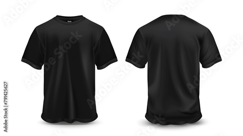 Black T-Shirt with Front and Back View Isolated on White ,Stylish, Versatile Black T-Shirt: Front and Back View with Flat Lay ,Stylishly Stand Out with our Black T-Shirts