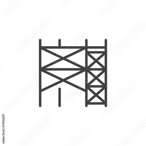 Scaffolding construction line icon