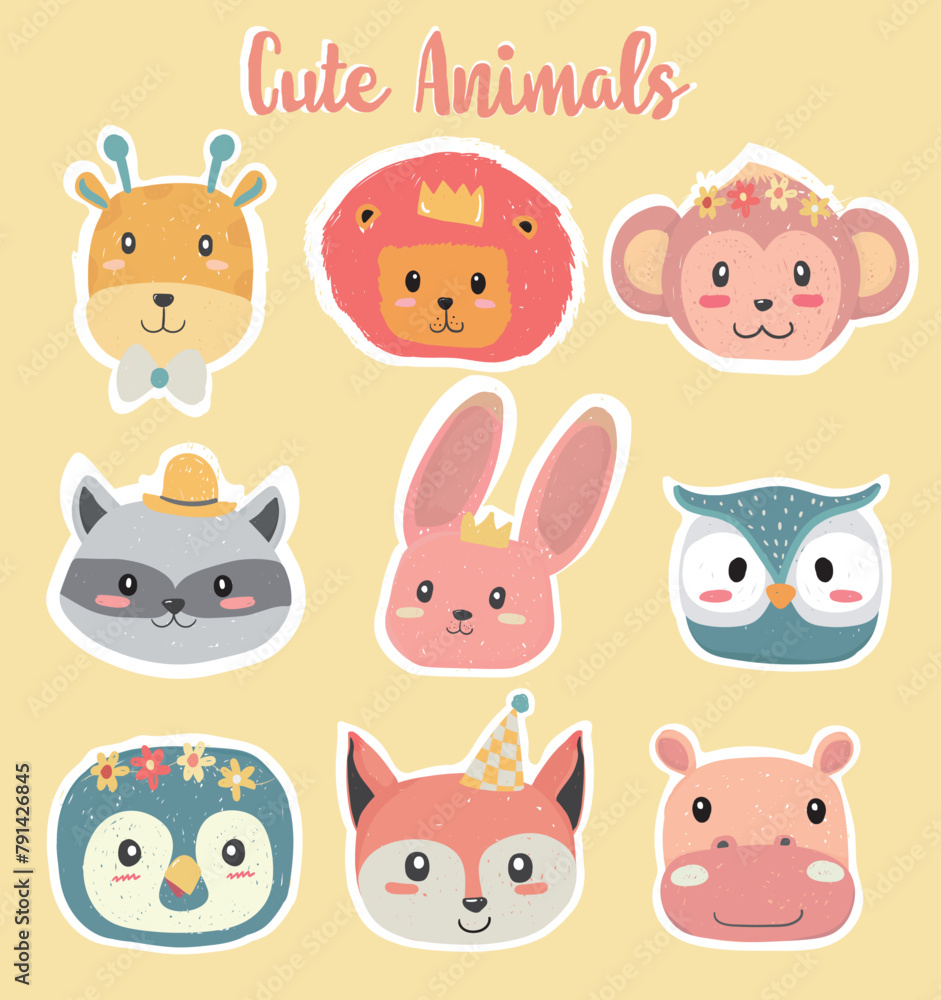 cute cartoon vector wild animals children zoo