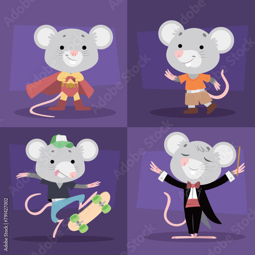 Cute cartoon vector wild animal rat © 设佳 艺