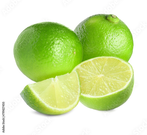 Fresh ripe lime isolated on white. Citrus fruit