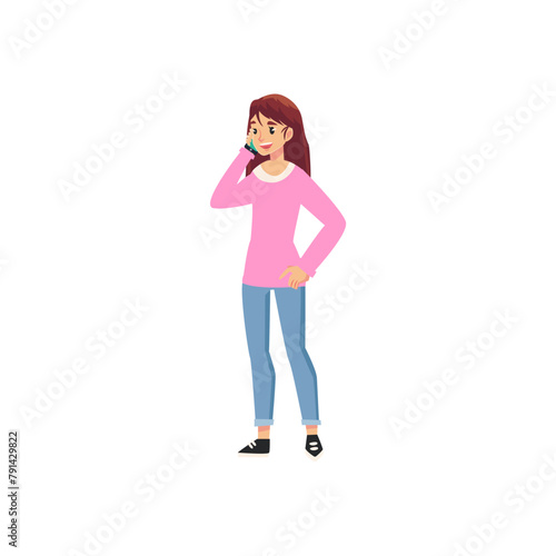 pose of woman in pink dress fashion