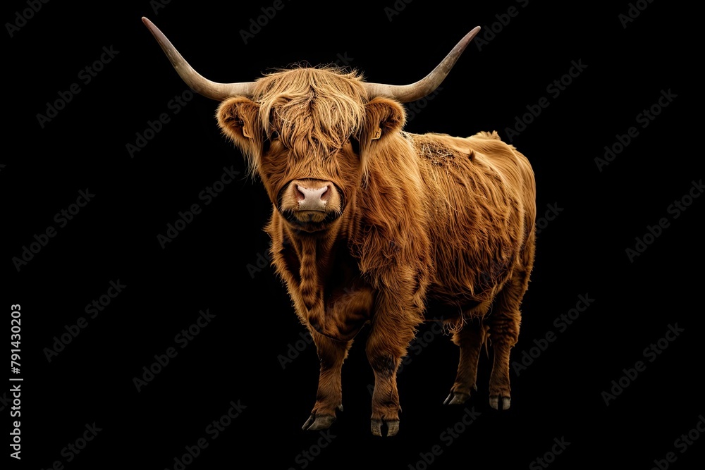 Highland cattle isolated with black background Highland cattle isolated with black background