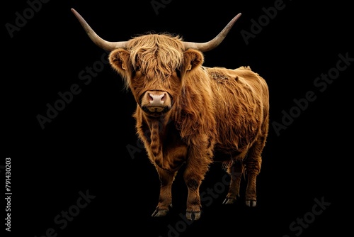 Highland cattle isolated with black background