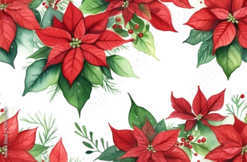 Vibrant poinsettia pattern evoking holiday cheer. Perfect for festive background
