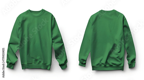 Long sleeve sweater technical fashion illustration with long sleeves, oversized body, tunic length ,a green sweatshirt, isolated on  white  background
 photo