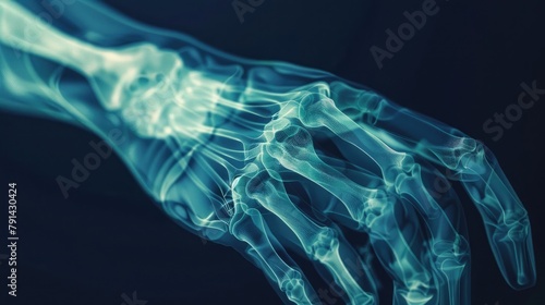 An X-ray image providing insight into the internal structure of the human elbow, highlighting the intricate articulation of bones and the network of muscles and tendons that enable movement.
