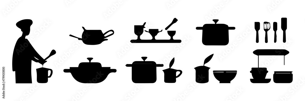 set of silhouettes of ceff set of silhouettes of ceff