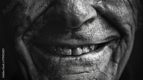 The creases around the mouth and eyes curve in perfect harmony creating a portrait of unrestrained laughter. . photo