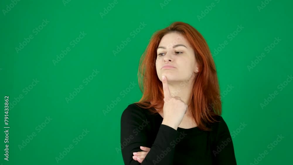 The red-haired girl put her finger on her chin, pouted her lips and thought. She clenched her fists and closed her eyes. The red-haired girl put her finger on her chin, pouted her lips and thought. She clenched her fists and closed her eyes.