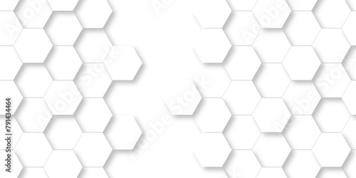 Fototapeta Naklejka Na Ścianę i Meble -  Seamless pattern with hexagon. White Hexagonal Background. Luxury honeycomb grid White Pattern. Vector Illustration. 3D Futuristic abstract honeycomb mosaic white background.