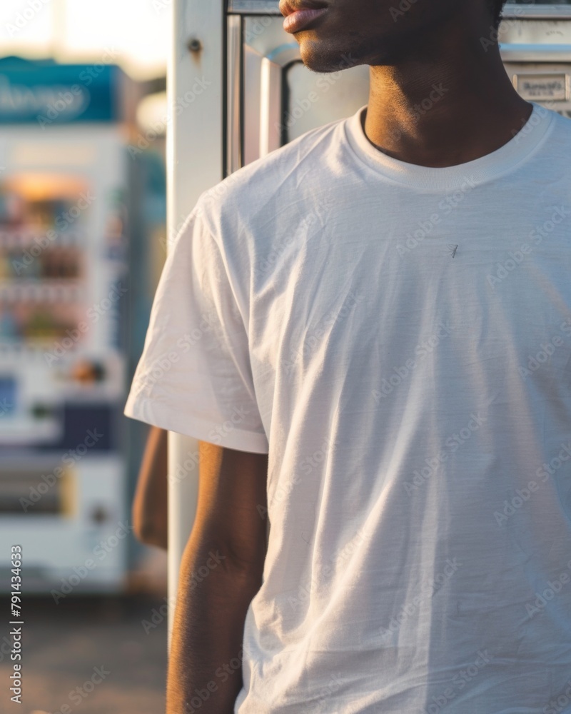 Young Adult man model in Blank white T-Shirt for design mockup Young Adult man model in Blank white T-Shirt for design mockup