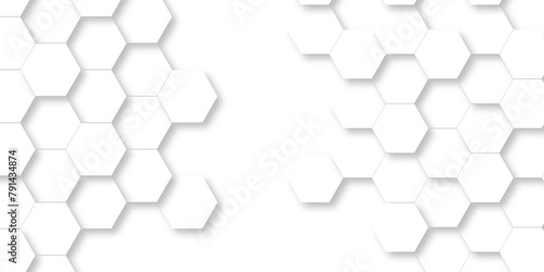 Seamless pattern with hexagon. White Hexagonal Background. Luxury honeycomb grid White Pattern. Vector Illustration. 3D Futuristic abstract honeycomb mosaic white background. geometric mesh cell text.