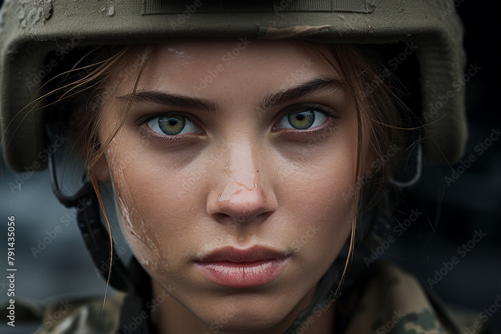 Image of courageous brave young soldier created with generative AI technology Image of courageous brave young soldier created with generative AI technology