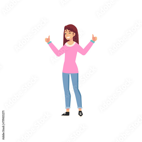 pose of woman in pink dress fashion