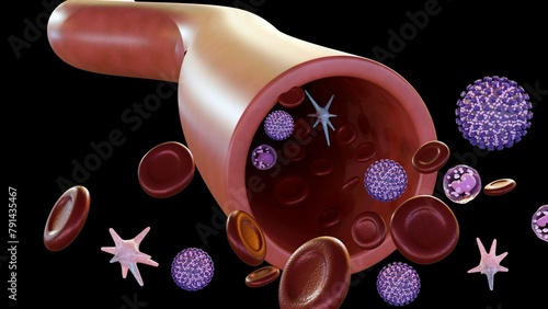 3d rendering of viremia, is a medical condition that occurs when viruses enter the bloodstream. photo