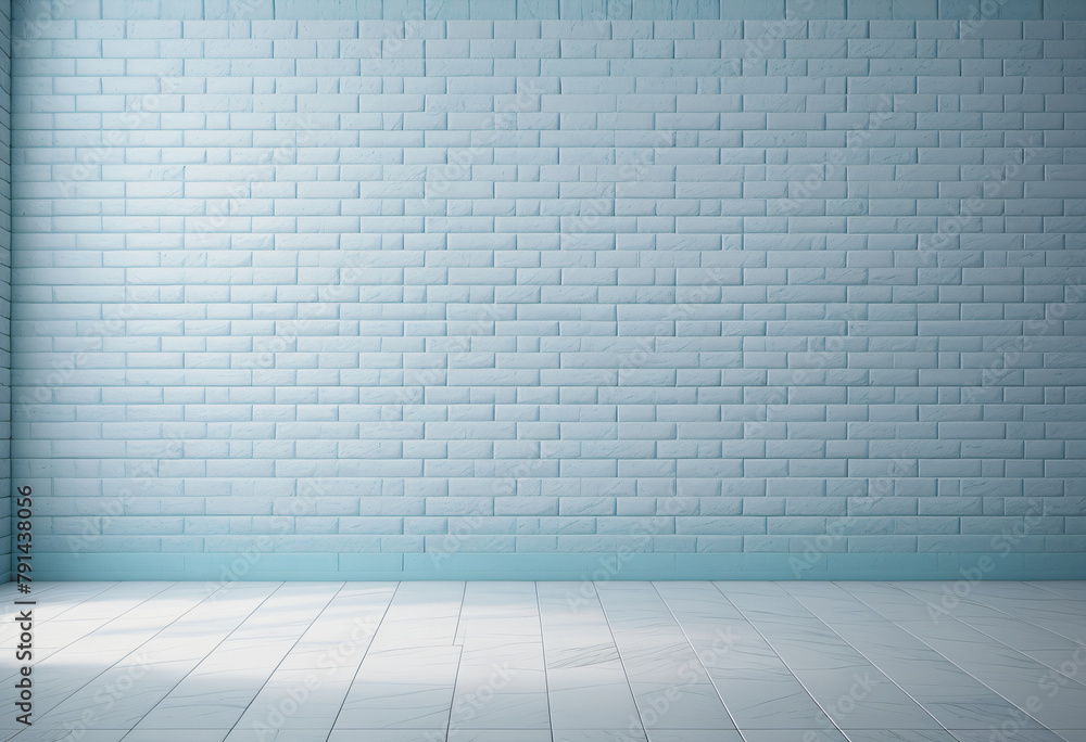 Fototapeta premium light blue brick interior wall