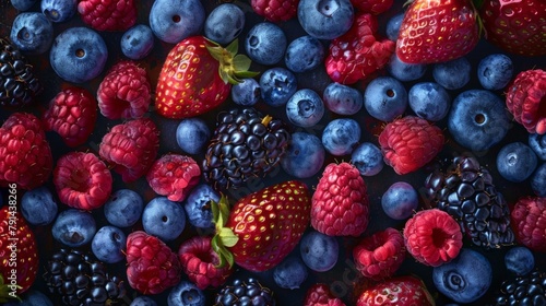 Close-up berries raspberries macro fresh juicy group