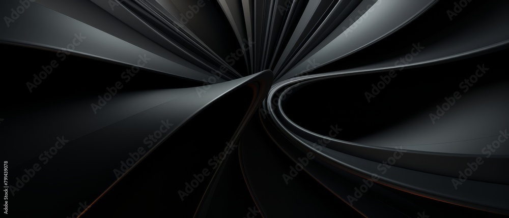 Abstract dark 3D fan blades, minimalist tech style Abstract dark 3D fan blades, minimalist tech style