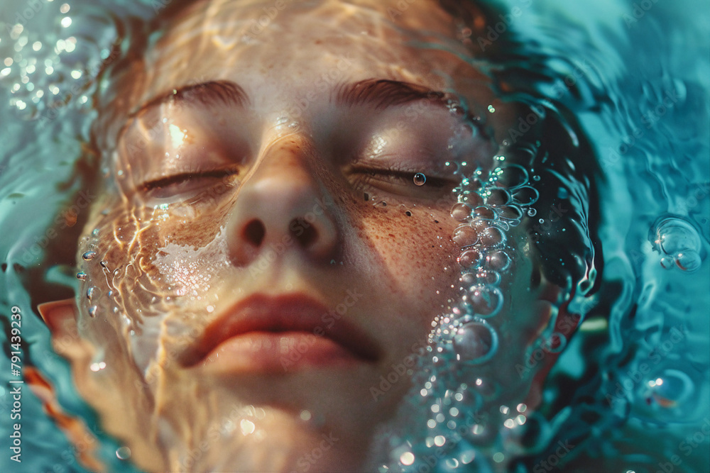 Underwater swimming created with generative ai person enjoys summer pleasant water swimming diving Underwater swimming created with generative ai person enjoys summer pleasant water swimming diving