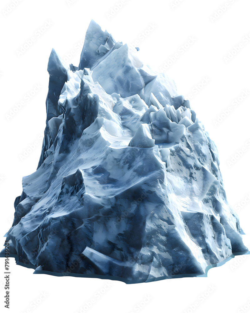 Fototapeta premium Huge blue iceberg isolated on transparent background